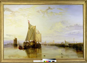 Dort o Dordrecht: El Barco de Paquete de Dort desde Róterdam Calmado, 1817-18